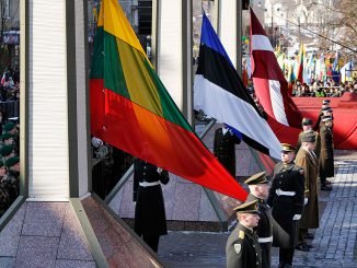 Raising the Baltic States' flags