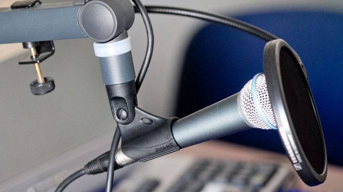 Microphone in a radio studio