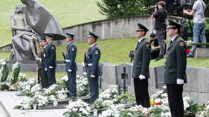 Medininkai massacre commemoration ceremony in Antakalnis Cemetery