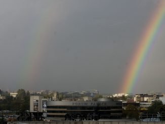 Two rainbows in the Vilnius sky line