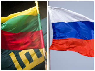 Lithuanian and Russia's Federation flags
