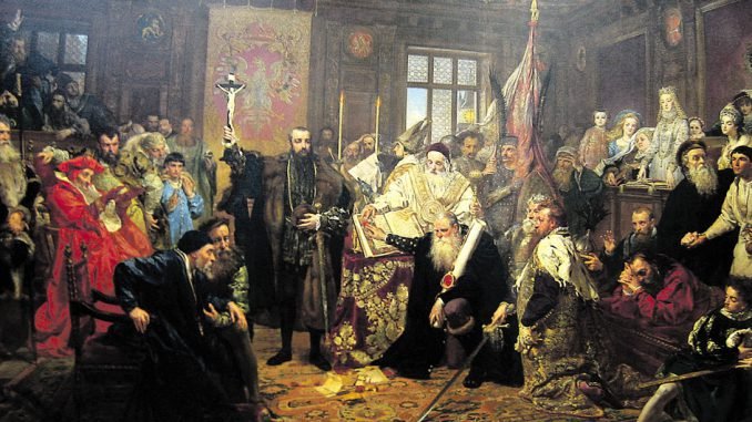 Union of Lublin in 1569.  Painted by Jan Mateika