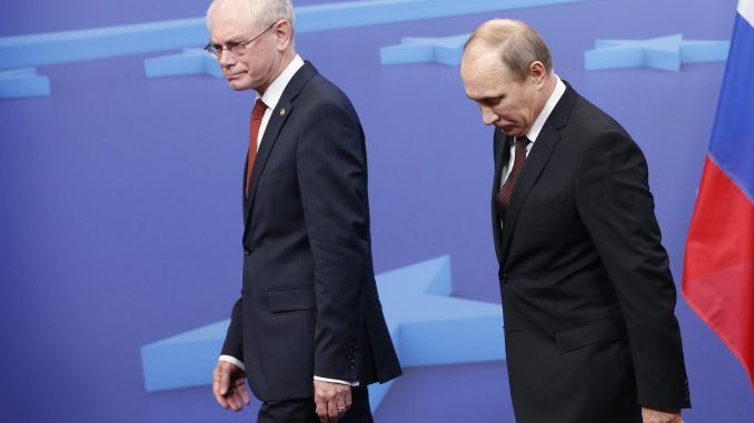 EU Council President Herman Van Rompuy and Russian President Vladimir Putin