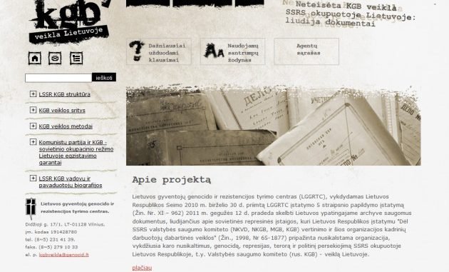 kgbveikla.lt, a website dedicated to information from the KGB files in Lithuania