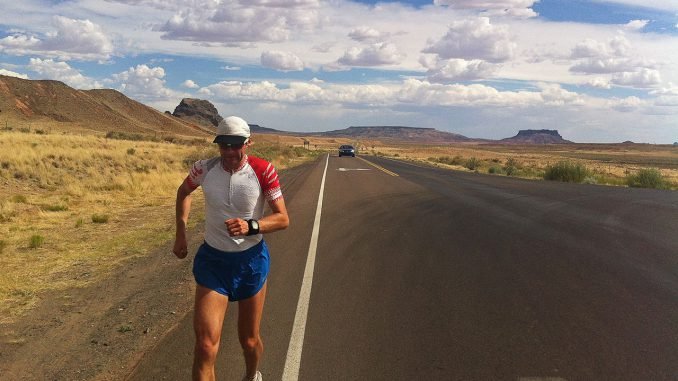 Aidas running across New Mexico, USA. Photo Aidas Ardzijauskas archive