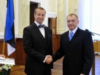 Eston Kohver with Estonian President Toomas Hendrik Ilves