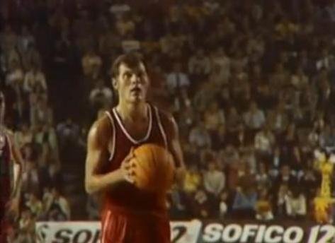 Modestas Paulauskas pictured on film at the 1973 EuroBasket in Spain.