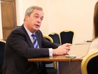 Nigel Farage during an interview in Vilnius