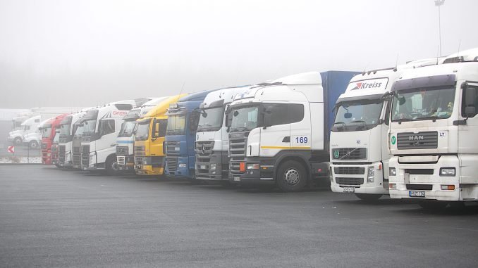 Trucks on the Belarussian border