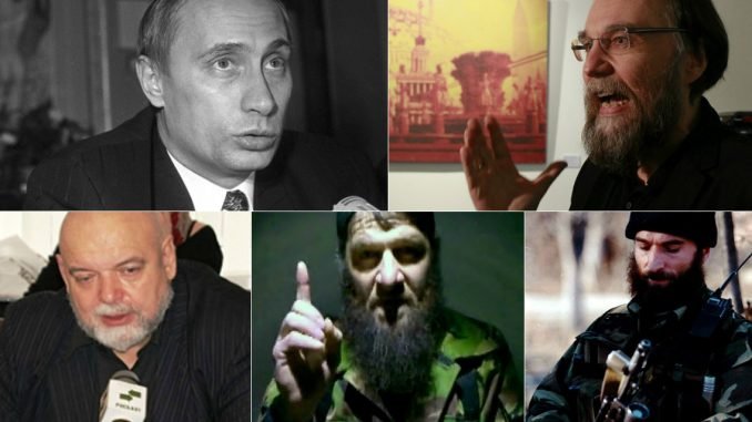 V.Putinas, A.Duginas, H.Džemalis, D.Umarovas ir Š.Basajevas