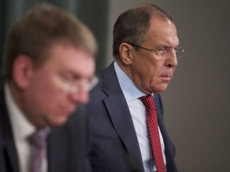 Latvian Foreign Minister Edgars Rinkevics and Russian Foreign Minister Sergei Lavrov