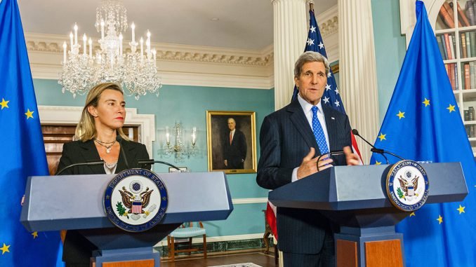 Federica Mogherini, the EU High Representative for Foreign Affairs and Security Policy and US Secretary of State, John Kerry  Photo Ludo Segers