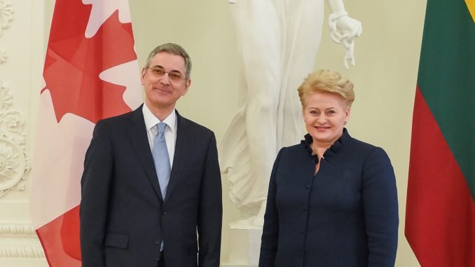 Presentation of credentials by Canada’s ambassador to Lithuania Alain Hausser. Official photos by Robertas Dačkus