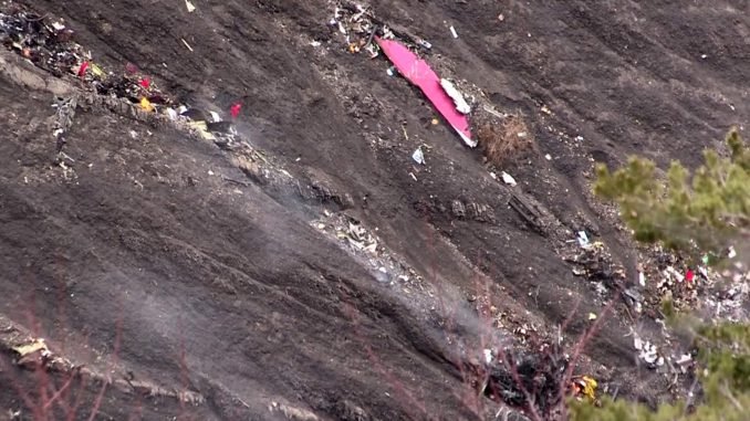 On the crash site of the Germanwings air plane in France