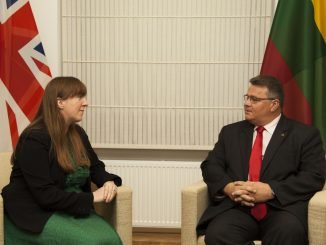 UK Ambassador Claire Lawrence and Lithuanian Foreign Minister Linas Linkevičius