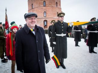 Juozas Olekas at a flag ceremony