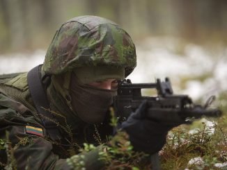 A Lithuanian military conscript