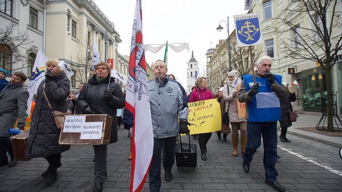 Teachers staged a rally in Vilnius last week