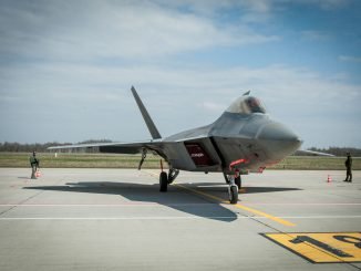 Jet Fighter "F22 Raptor" in Zokniai airport