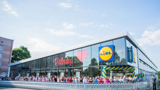 Customers queue at Lidl's opening day