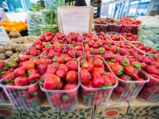 Strawberries on sale in a market