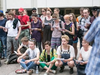 Protests outside Lithuania's government buildings