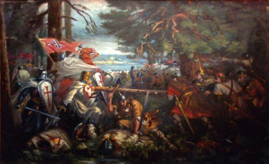 The Battle of Durbė. Painting by Vincas Norkus