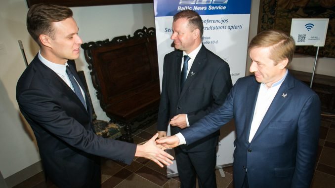 Gabrielius Landsbergis, Saulius Skvernelis and Ramūnas Karbauskis, day after the elections