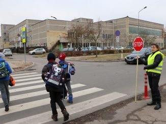 Children crossing the street
