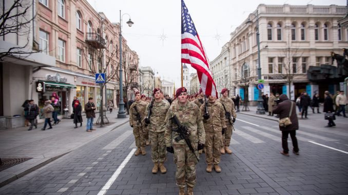 US Troops march on the Gediminas Av. in Vilnius
