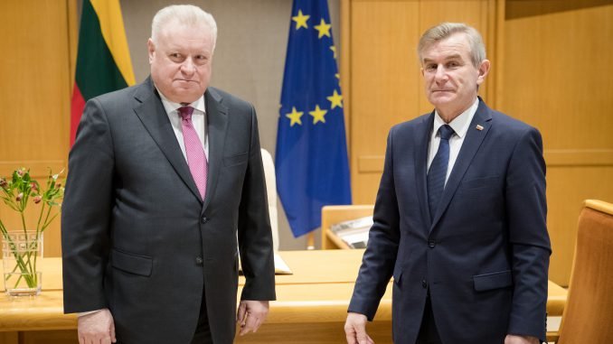 Russian Federation Ambassador Alexander Udaltsov in the Seimas with the Speaker Viktoras Pranckietis