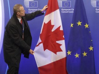 Canadian and EU flags