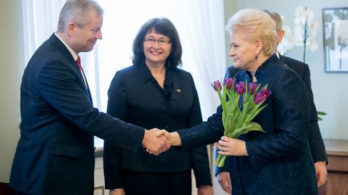 Mindaugas Bastys with president Dalia Grybauskaitė on March 8, 2017