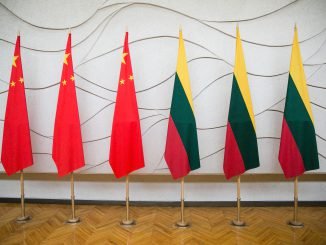 Chinese and Lithuanian flags