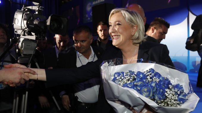 M. Le Pen is celebrating after the first tour