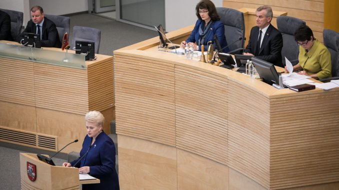 President Dalia Grybauskaitė president delivers the State of the Nation Address at the Seimas