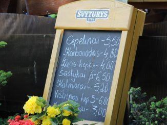 Dish prices in a Palanga restaurant