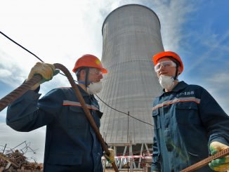 At the Astravyets Nuclear Power Plant building site