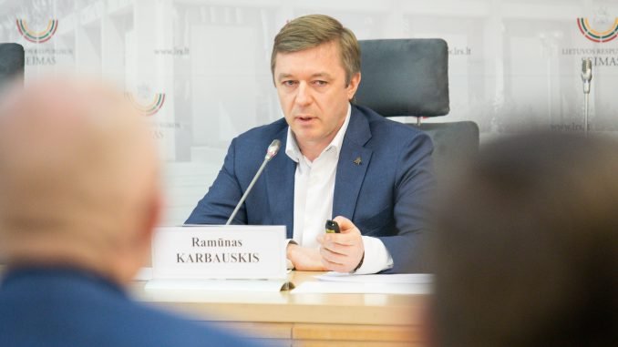 Ramūnas Karbauskis at the Press Conference on the LRT