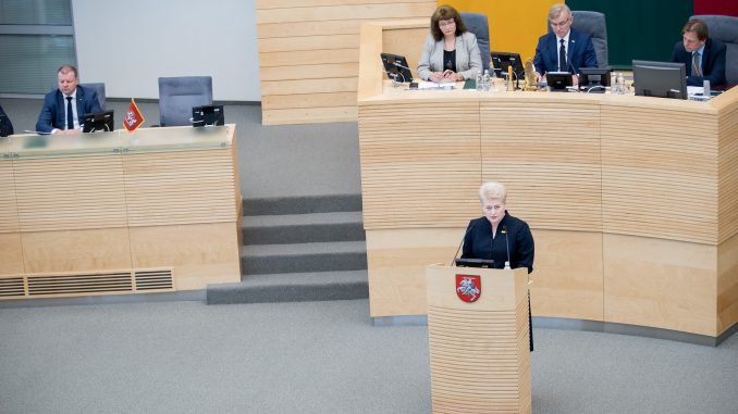 President Dalia Grybauskaitė making her annual State of the Nation Address