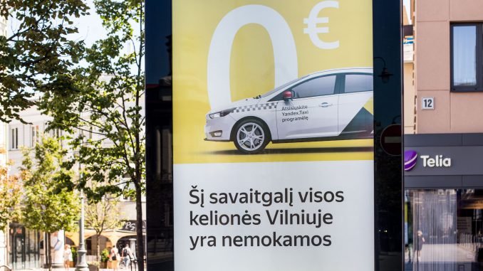 Yandex Taxi ad in in Vilnius