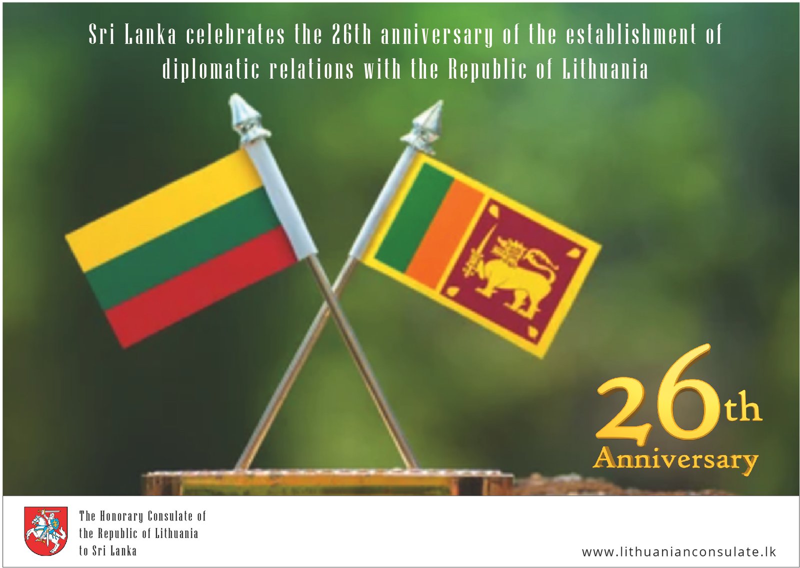 Sri Lanka and Lithuania celebrates 26 anniversary diplomatic relations